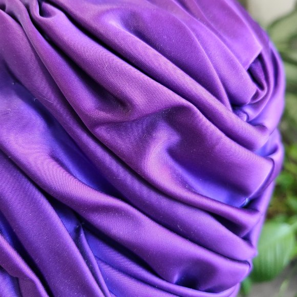 Vintage 1940's - 1950's Purple Satin Turban Hat by Paul Beusam Custom Designs - Picture 11 of 12